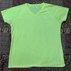 Under Armour heat gear yellow running shirt